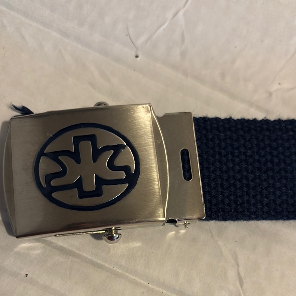 Men's Navy Blue Belt with Silver Buckle